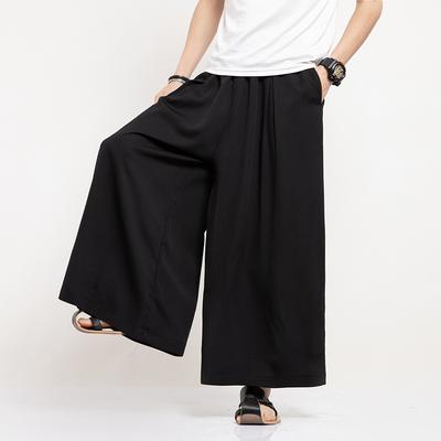 Men Wide Leg Pants Loose Joggers Elastic Waist Trousers Men Streetwear Vintage Casual Long Pants