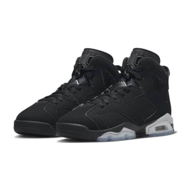 Air Jordan 6 Retro GS Chrome Kids Sneakers Black Metallic-Silver DX2835-001