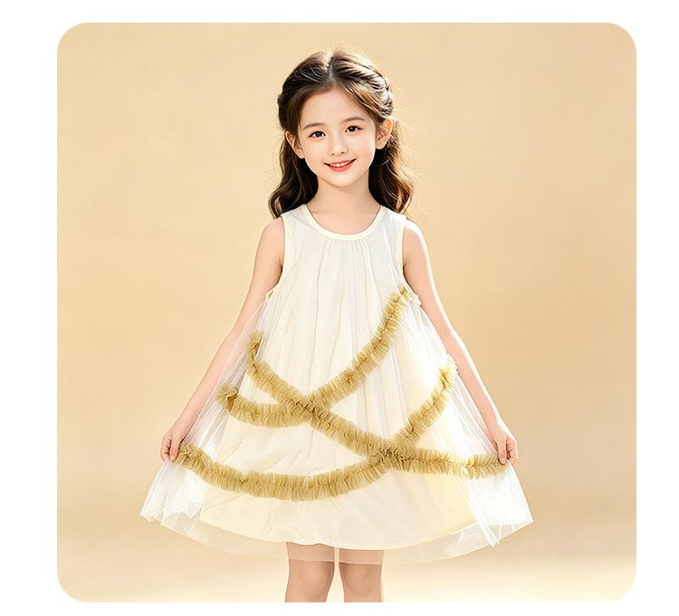 Summer new girls' breathable sleeveless mesh princess dress