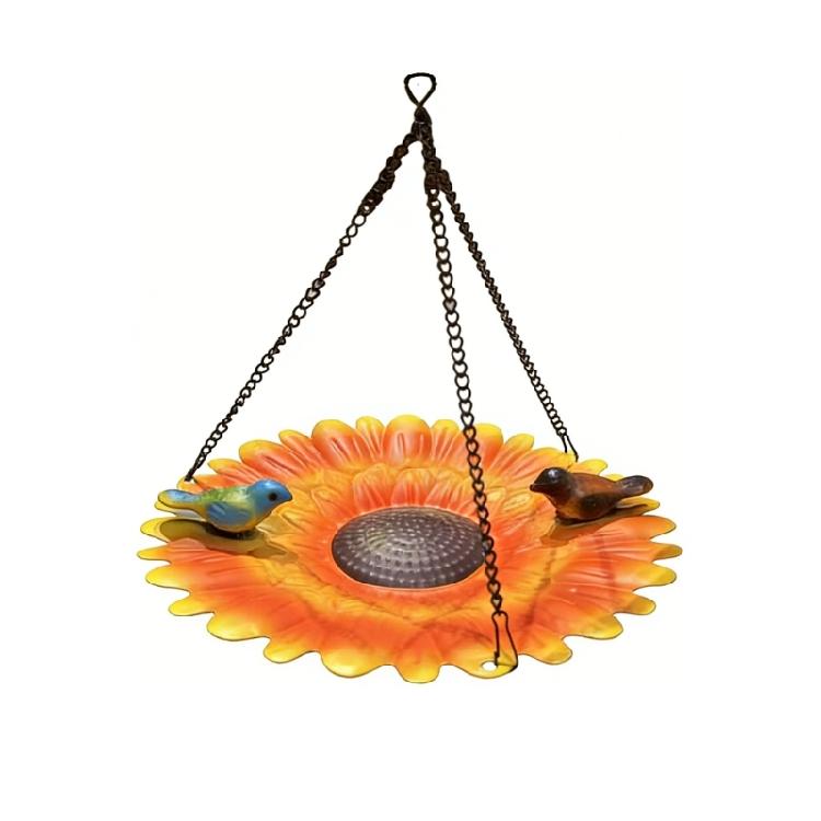 

Original Sun Themed Suspended Fowl Provider Constructed From Weather Resistant Iron 1
