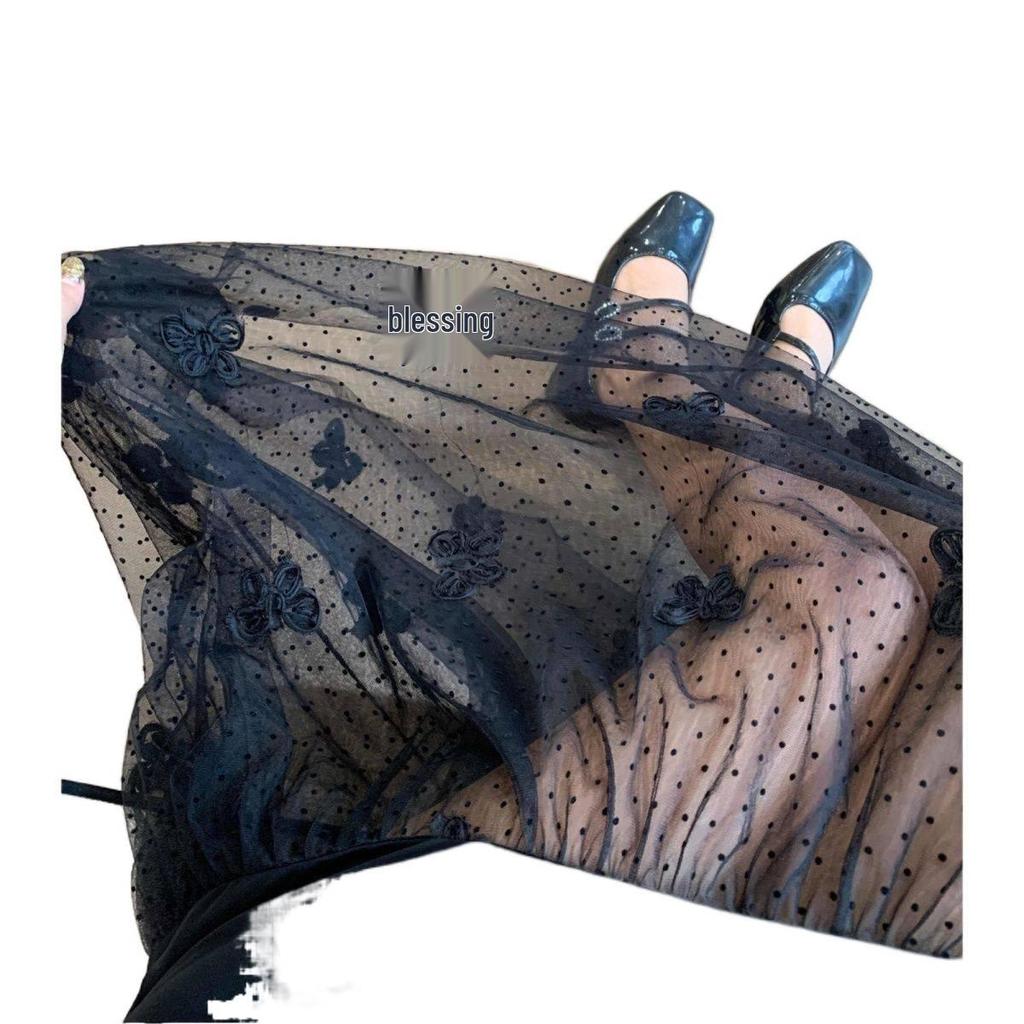 Vestido de Talla Grande Estilo Hepburn Cuadrado Francés Delgado Elegante de Verano Negro para Mujer