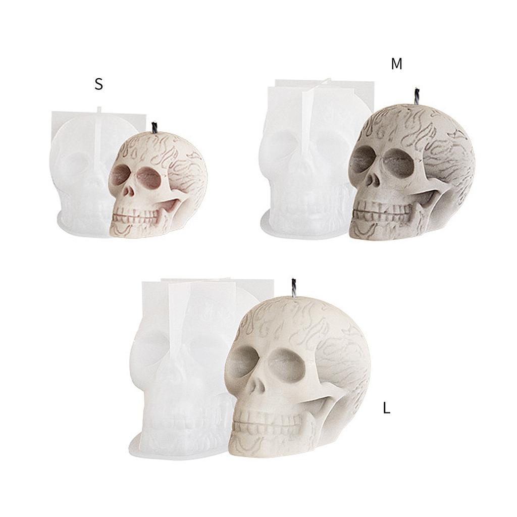 DIYs Silicone Mold for Making Skull Scented Candle Mould Table Ornament Halloween Resin Cement Gypsum Molds for Craft