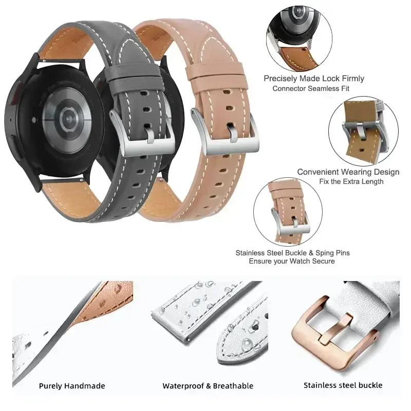 22mm 20mm Lederband für Samsung Galaxy Watch 3 41mm 45mm Armband für Active 2 / Watch 4 Watch5 Watch6 Ersatzarmband