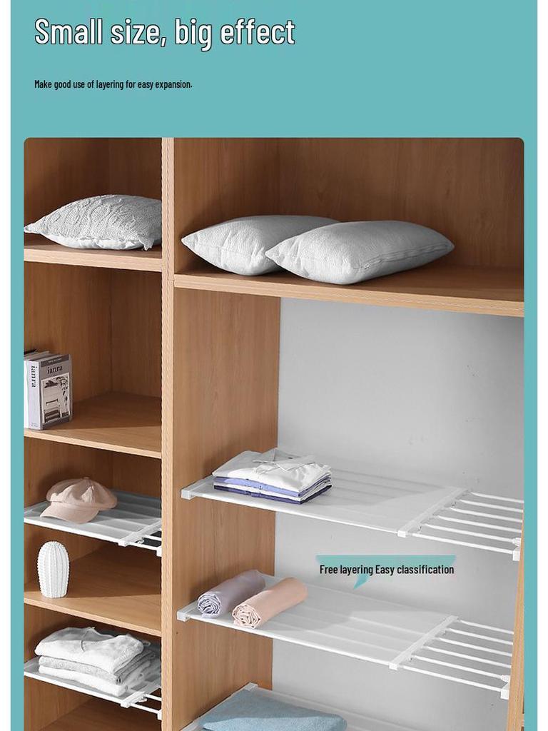 Extendable Nail-Free Layered Storage Dividers for Wardrobes, Cabinets, and Bathrooms