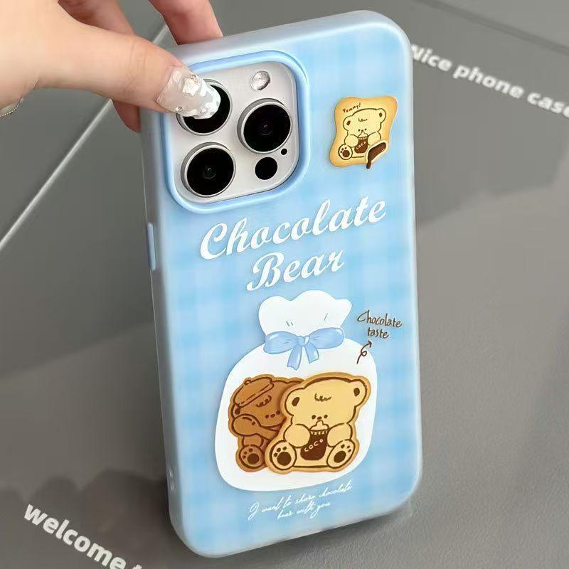 

Little Bear Biscuits Cartoon Phone Case for Apple 17 Pro Max/13, Jelly Two-in-One, Drop-Proof. iPhone 13