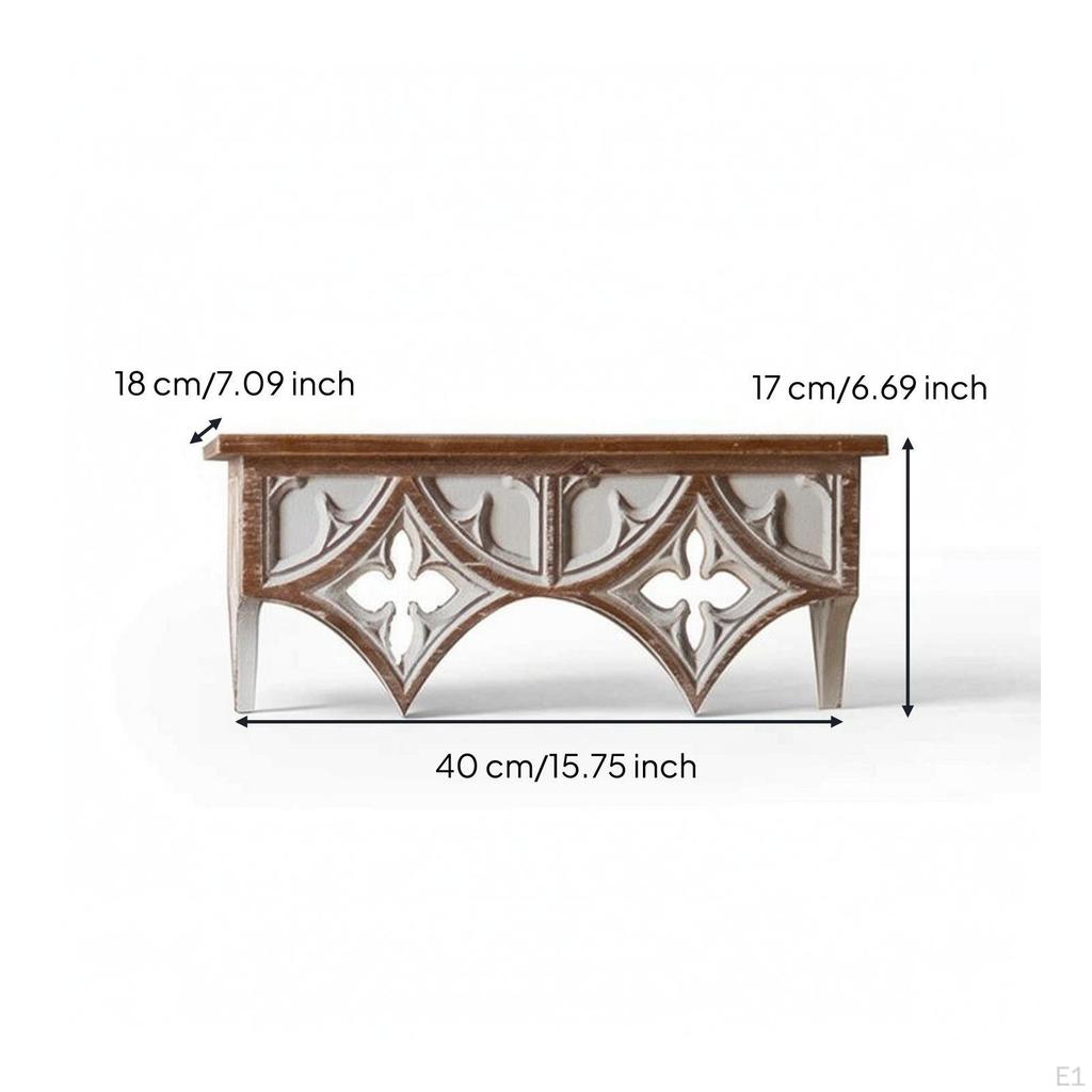 Wall Shelf with Carved Distressed Decorative Rustic for Living Room, Entryway White S