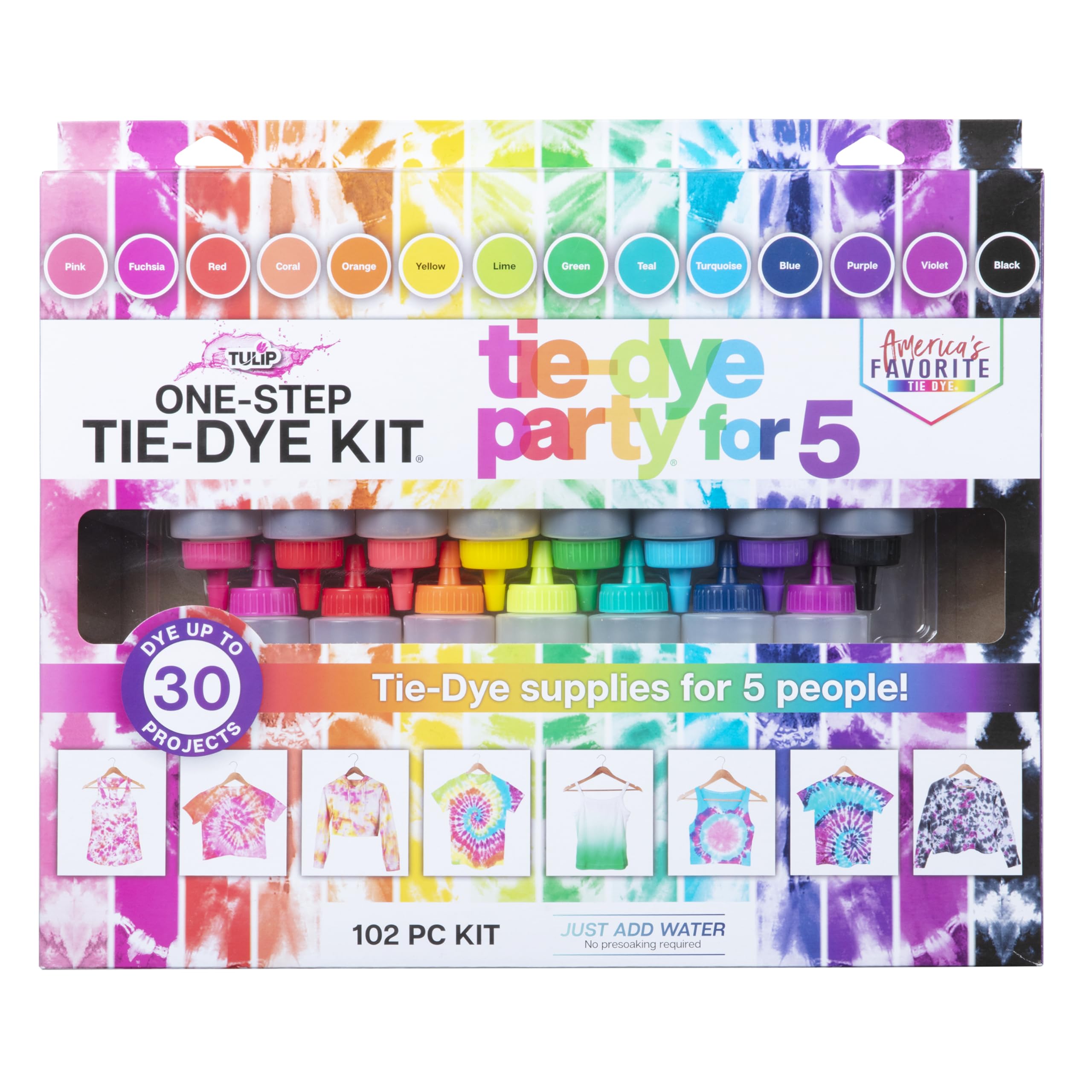 

[TULIP] One-Step Tie-Dye 15-Color Party Kit. Enjoy dyeing natural materials to your liking.