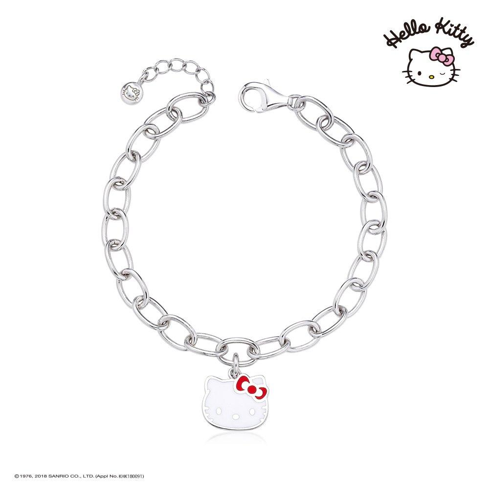 Hello Kitty Jewelry Signature Silver Enamel Chain Bracelet Hlsbr332W
