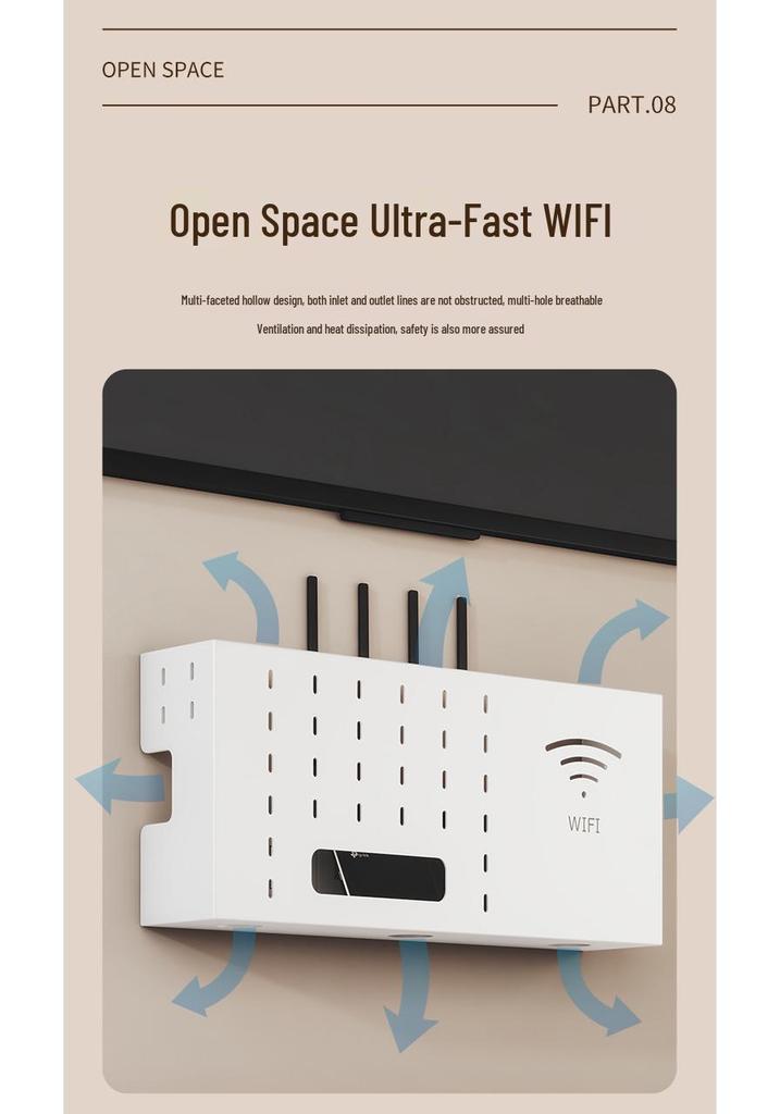WiFi Wall TV Mount & Router Shelf - No-Punch Bracket Stand