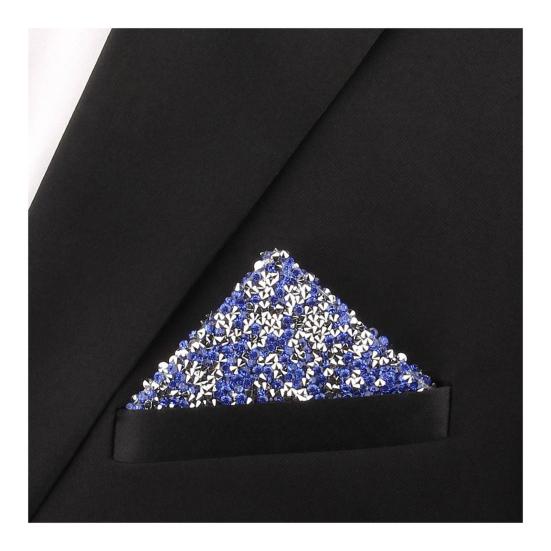 Rhinestone Pocket Square for Men Pre Folded Handkerchief Sparkling Pocket Square Fits Blazer Tuxedo Pockets for Wedding Dating Formal Attire