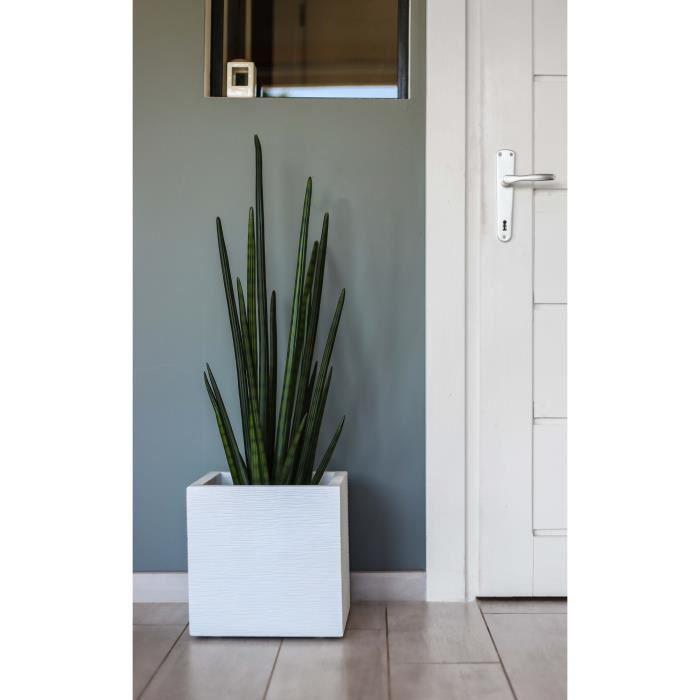 Square Flower Pot 30 Cm - EDA - Graphit Up - 21 L - Indoor / Outdoor - 29.5 X 29.5 X H. 29,5 Cm - Limed White