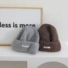 Japanese Simple Letter Pattern Labeling Knitted Hat for Women In Autumn and Winter New Warm and Thickened Cold Hat Showing A Small Face
