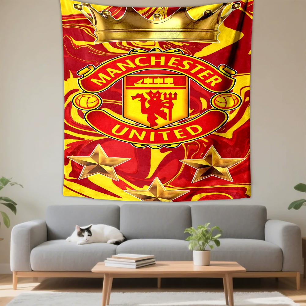 Tapestry Manchester United FC Crown Gold Stars Marble Crest Wall Hanging