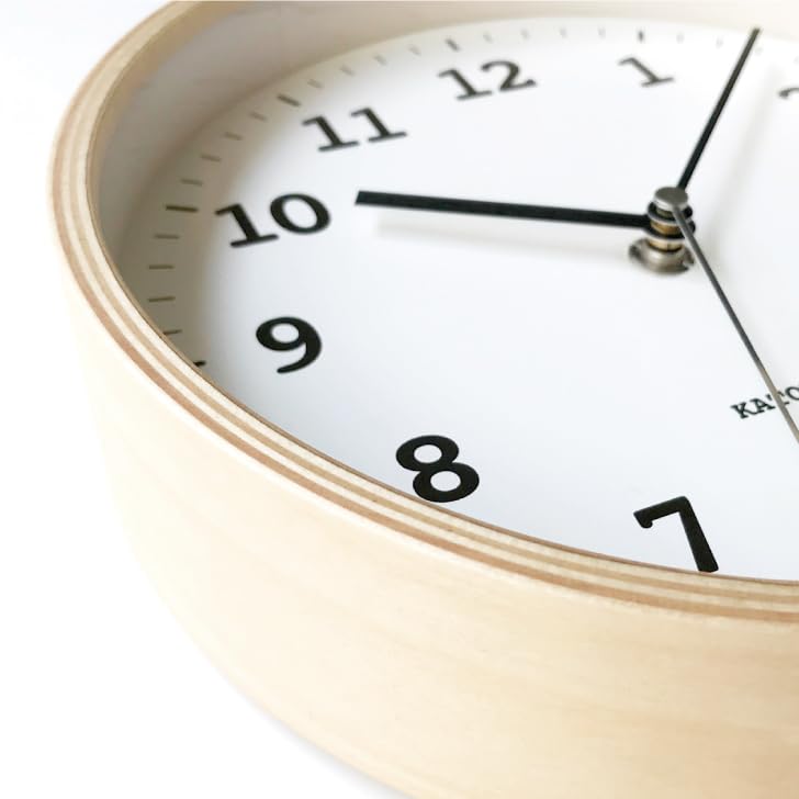 KATOMOKU plywood wall clock 13 Natural Wall Clock Continuous Second Hand km-84NA 202mm (Radio Clock)