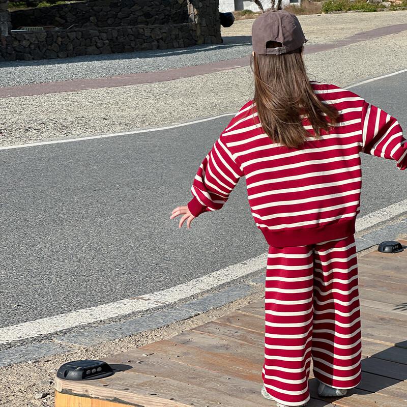 TuTu Xiaoxiang Girls' Striped Sweatshirt & Pants Set