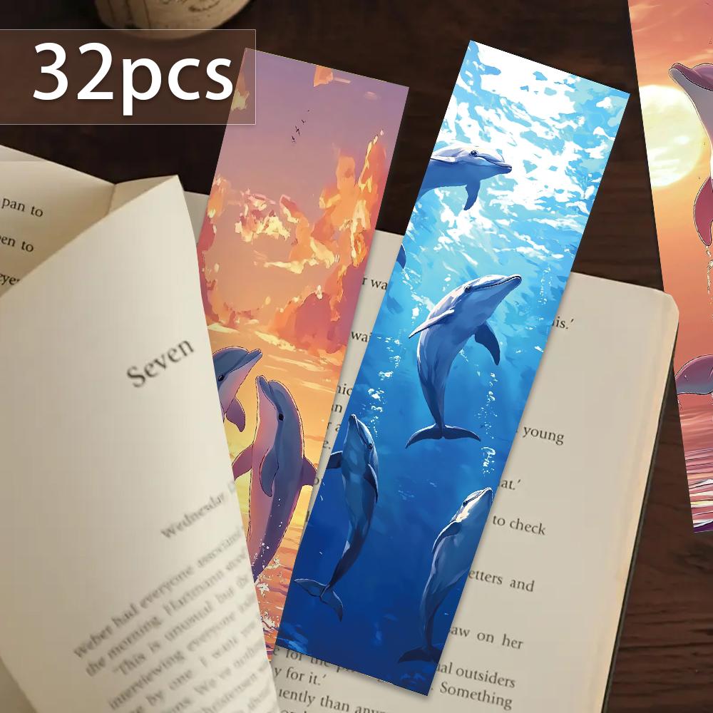 32pcs, Jumping Whale Bookmark, suitable for back-to-school season, Christmas, Halloween, teachers, readers, and birthdays.