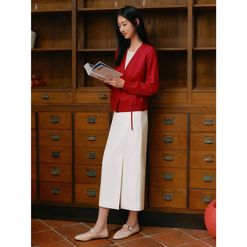 JUZI Annaco New Chinese Style Faux Two-Piece Wool Blend Sweater