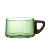 SX Japanese Square Glass Mugs with Grass Green Walnut Handle (Set of 2)
