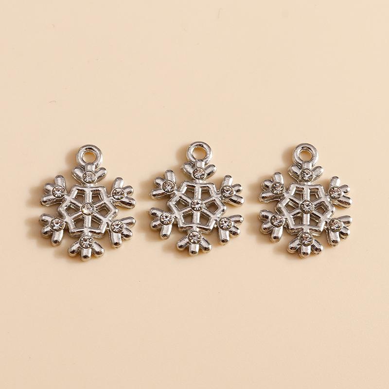 10pcs 17x21mm Cute Enamel Winter Snowflake Charms for Jewelry Making Christmas Earrings Pendants Necklaces DIY Crafts Supplies