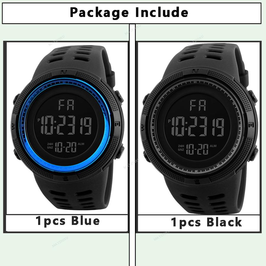 Men's Sports Watches Military Electronic Watch Outdoor Multifunction LED Digital Wristwatch Clock for Man Kids Boy Student Teen