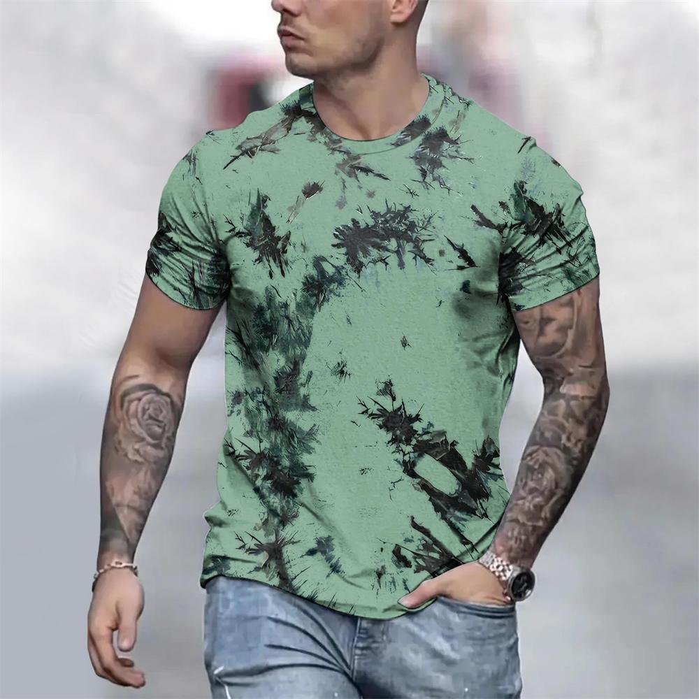Simple Color Graffiti 3D Print T-Shirts Streetwear Men Fashion Casual Oversized O-Neck Short Sleeved T Shirt Clothing