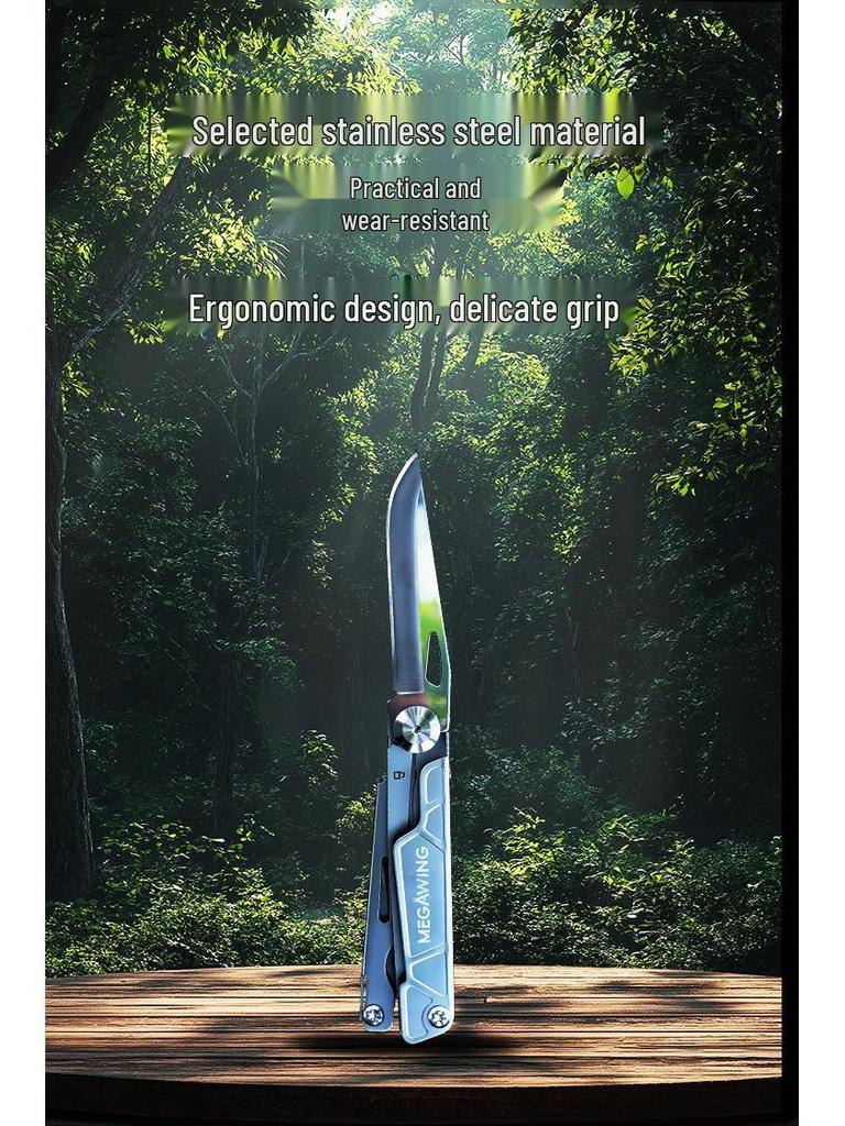 Multifunctional Portable Outdoor Folding Tool: Knife, Scissors, Screwdriver for Camping, Mountaineering, and Car Emergencies.