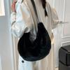 Fuzzy Crossbody Purse For Women Comfortable Winter Faux Furs Bag Plush Shoulder Handbag for Various Occasion  White