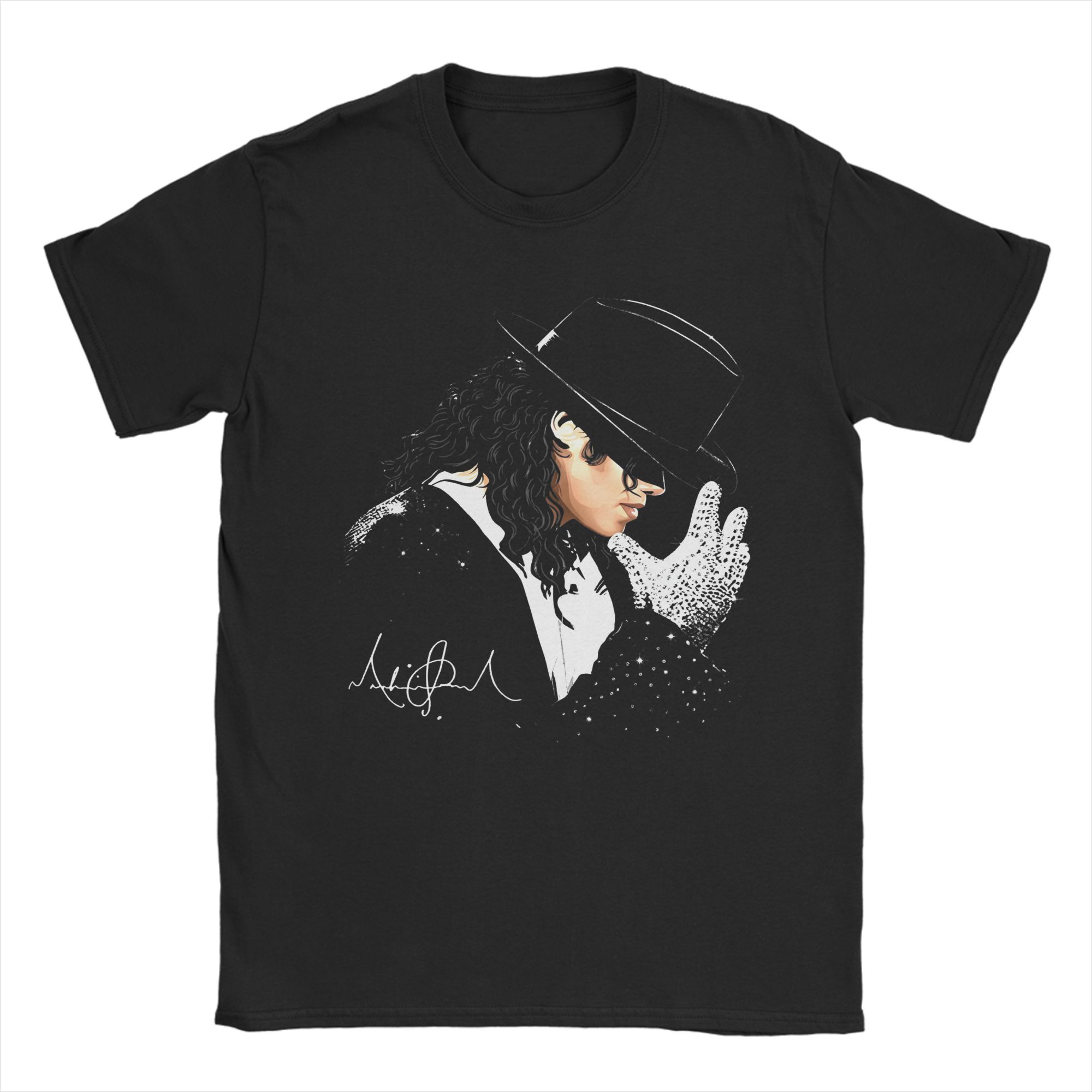 Vintage Mj Sparkling Glove Portrait Tshirt Unisex Unisexs Crewneck Cotton T Shirt Short Sleeve Tees Summer Tops S