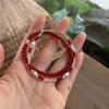 Sterling Red Agate Cat Eye Bead Bracelet Women Minimalist Fashion Stackable Wristband