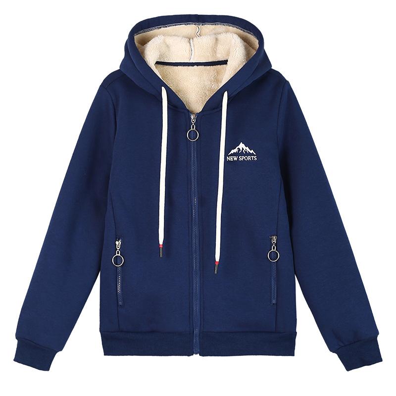 Thickened Hooded Sweatshirt Jacket Women's Autumn Winter Casual Cardigan Warm