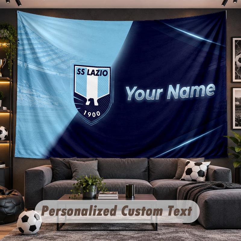 Lazio FC Personalized Tapestry Support Custom Name, Wall Art Home Decoration