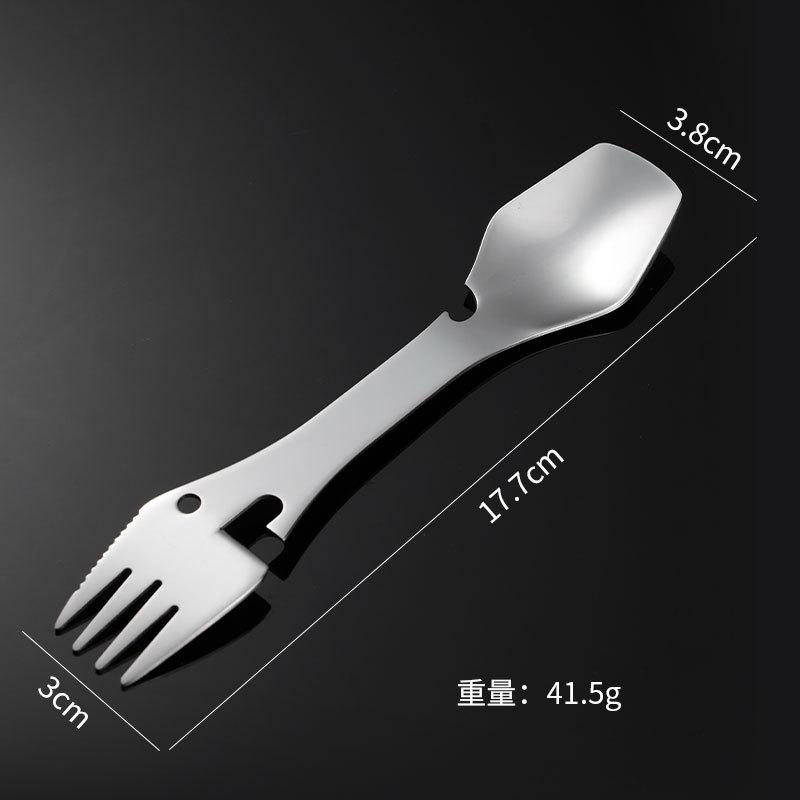 

Многофункциональная вилка и ложка из нержавеющей стали 430, открывалка для бутылок, консервный нож, многофункциональная переносная посуда для отдыха на открытом воздухе, подарок