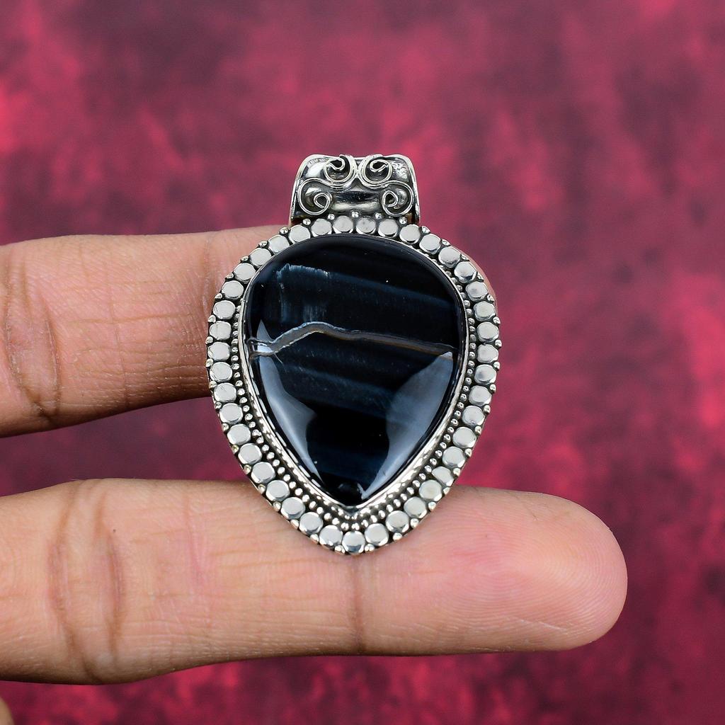 Blauer Tiger 925 Massiv Sterling Silber Anhänger, Handgefertigter Edelsteinanhänger, Geschenk für Mama Antikschmuck