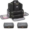 Nail Storage Double Large Holds 80 Nail Bottles Can Store a Nail Nail Tool Bag Box Case, Layer, Capacity, (15ml), Lamp, (Black)