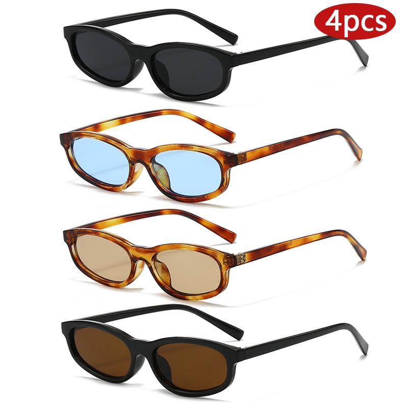 

Car Sun Glasses 4pcs Fashion Small-Frame Oval Sunglasses for Women Brand Simple Eyewear Daily Versatile Sunshade Eyeglasses