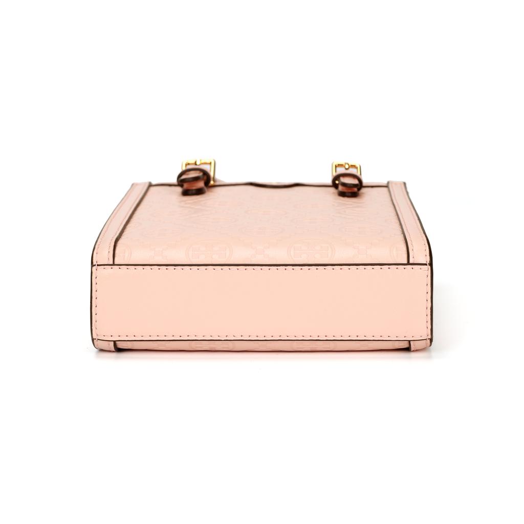 Tory Burch T Monogram Double T Logo Embossed Pattern Mini Tote Bag Women tote Blush 158515-652