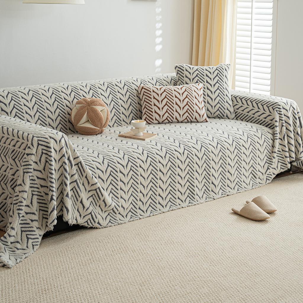 Plush Sofa Cover Blanket - Soft, Cozy Water Ripple Design, Thick Protector for Living Room, Bedroom, Decor, Fits Single to Four-Seater Sofas