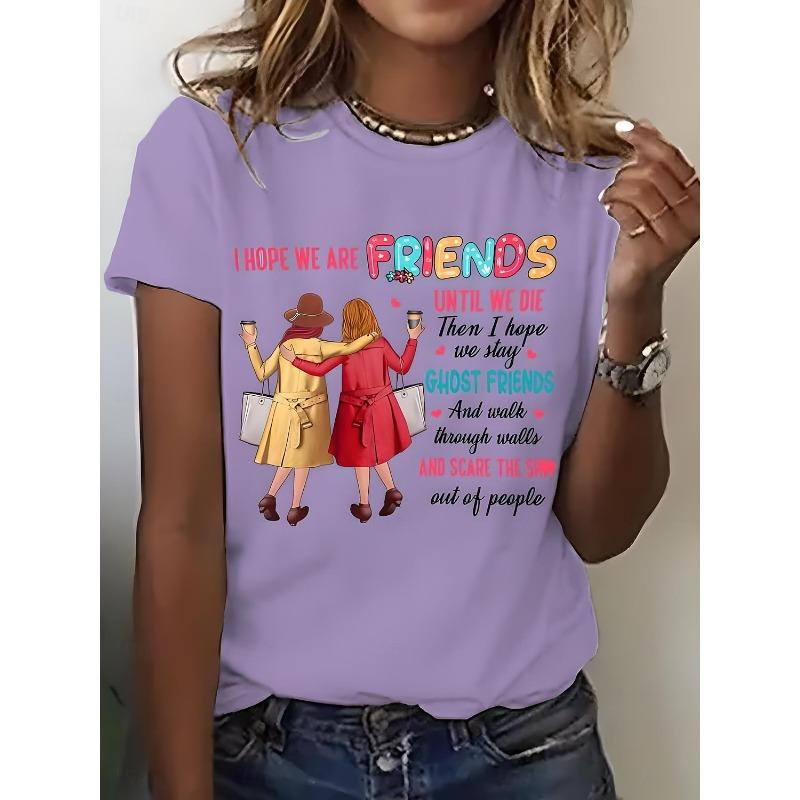Women's T Shirt Print Graphic Letter Vintage Stylish Classic Short Sleeve Crew Neck Round Neck Regular Tops