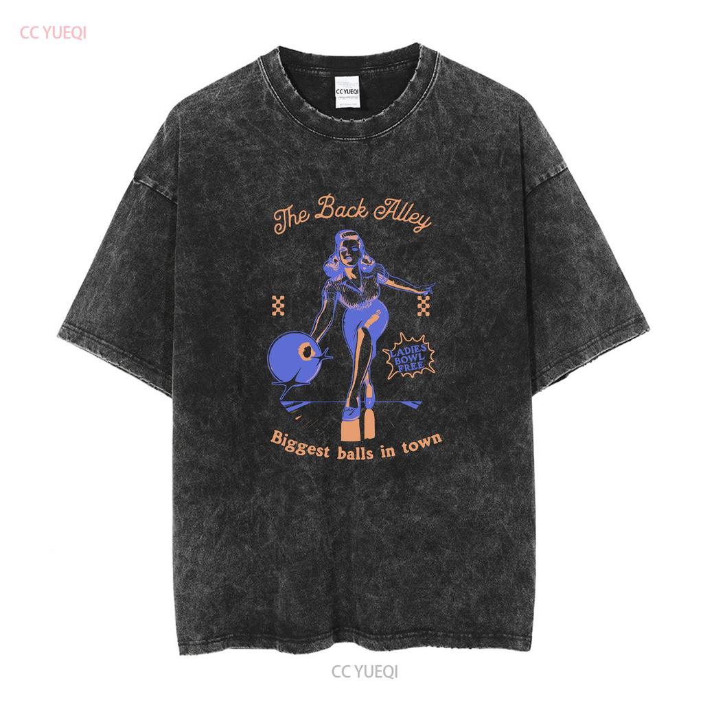 Funny Retro T Shirt Humorous Playful for Bowling Lovers Summer Fun Style Long or Short Sleeves Vintage Washed