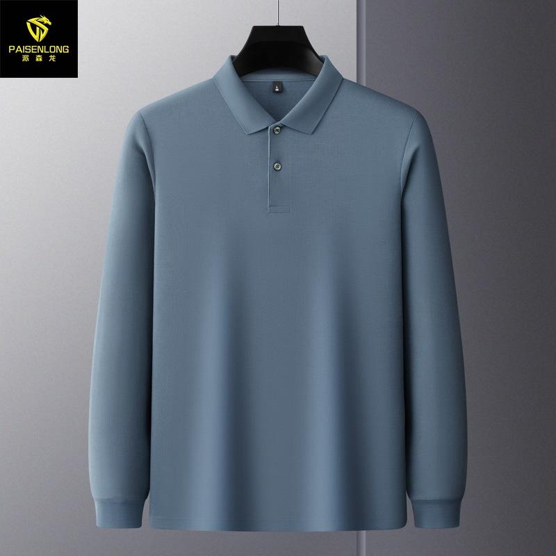 Autumn And Winter Lapel Slit Men'S Long-Sleeved Polo Shirt 100% Long-Staple Cotton Men'S Polo Shirt T-Shirt