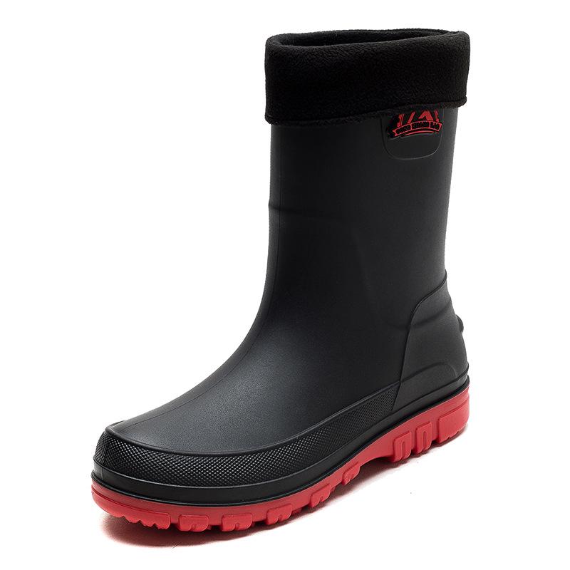 Men's Waterproof Non-Slip Mid-Calf Rain Boots with Fashionable Rubber Shoe Covers