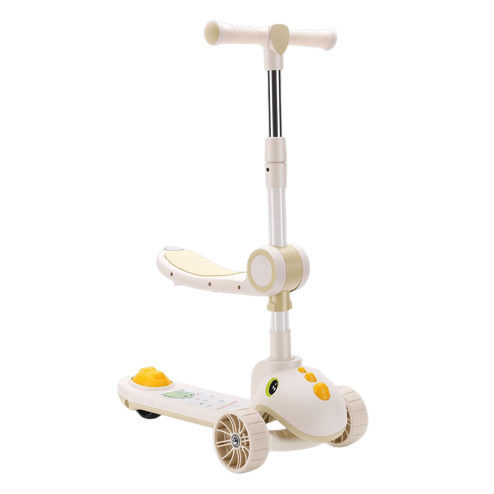 Kinderscooter voor Peuters Opvouwbaar Schattige Verlichte 3-wieler Scooter met Zitje voor 2 tot 12 Jaar Verjaardag Kerstcadeau