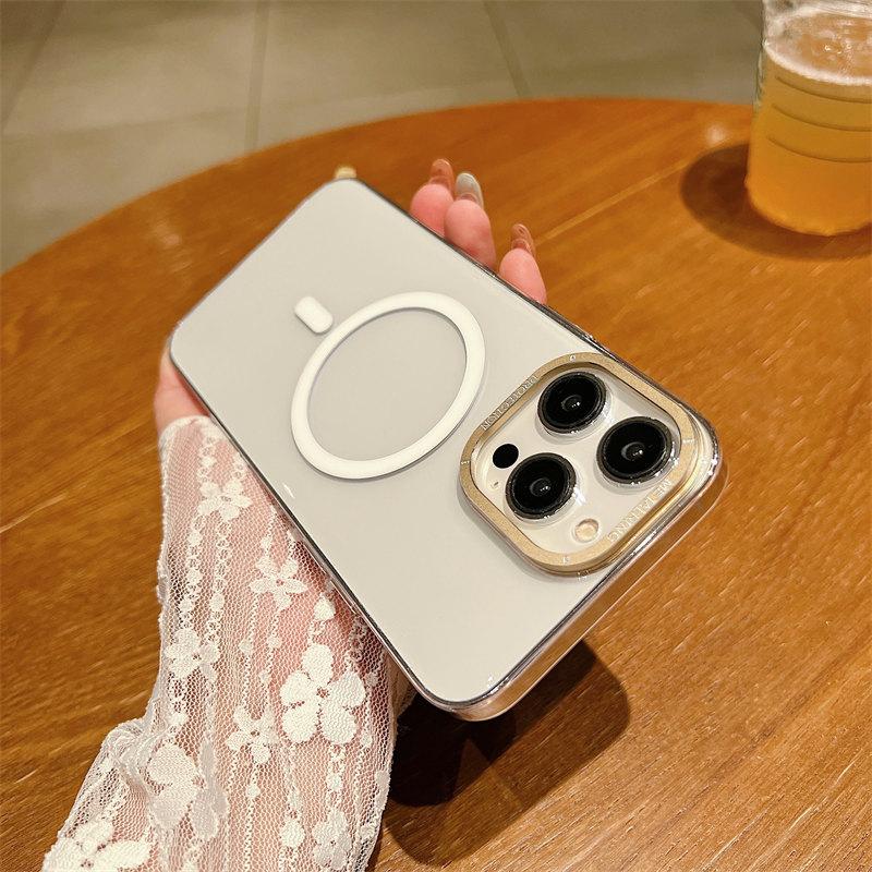 Luxury High-quality Magnetic Suction Wireless Charging HD Through-solid Color Phone Case Suitable for iPhone 14 13 12 11 Pro Max Anti-fall Cases