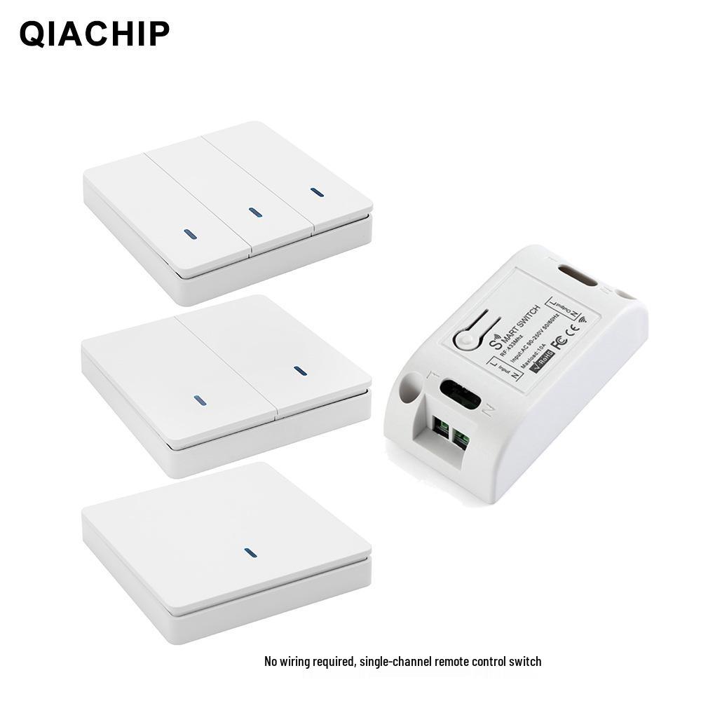 220V Wireless Single-Channel Remote Light Switch, Smart On-Off Panel, 433MHz, No Wiring Needed