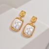 2PC women's fashionable geometric square earrings with 18K gold plating, suitable for dates, parties, and holiday gift-1371
