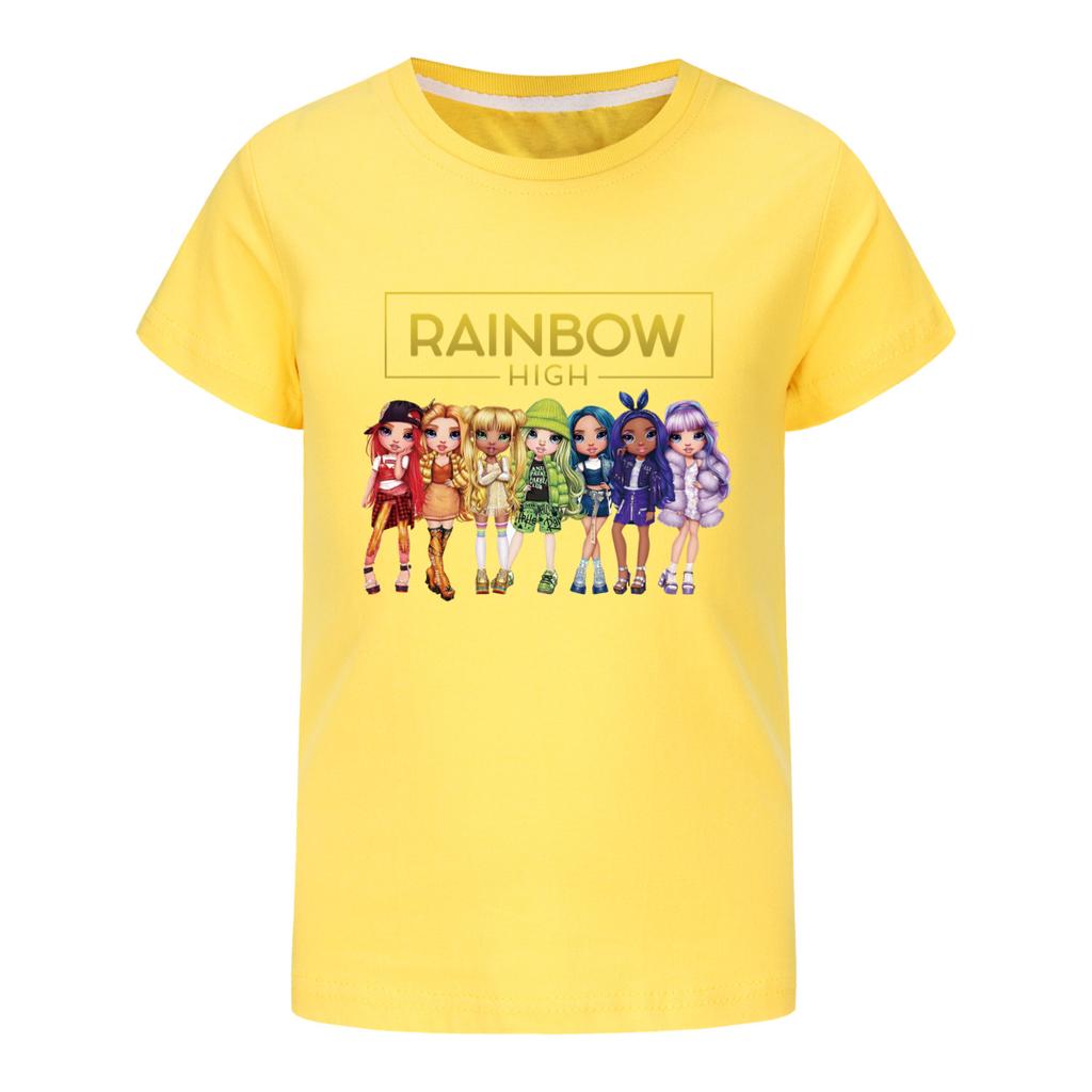 Fantasy Friends Rainbow High T-Shirt Kinder Sommerkleidung Mädchen Kurzarm Oberteile Kleinkind Junge Mode Streetwear Kinderkleidung