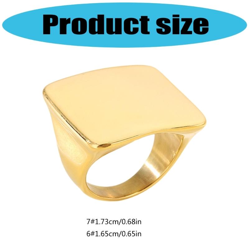 Anillo Cuadrado Contemporáneo de Acero Inoxidable Artesanal Joyería Resistente al Deslustre Para Ocasiones Casuales O Formales