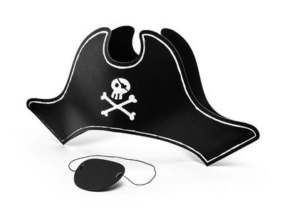 Partydeco Pirátská Čepice S Páskou Přes Oko 14cm
