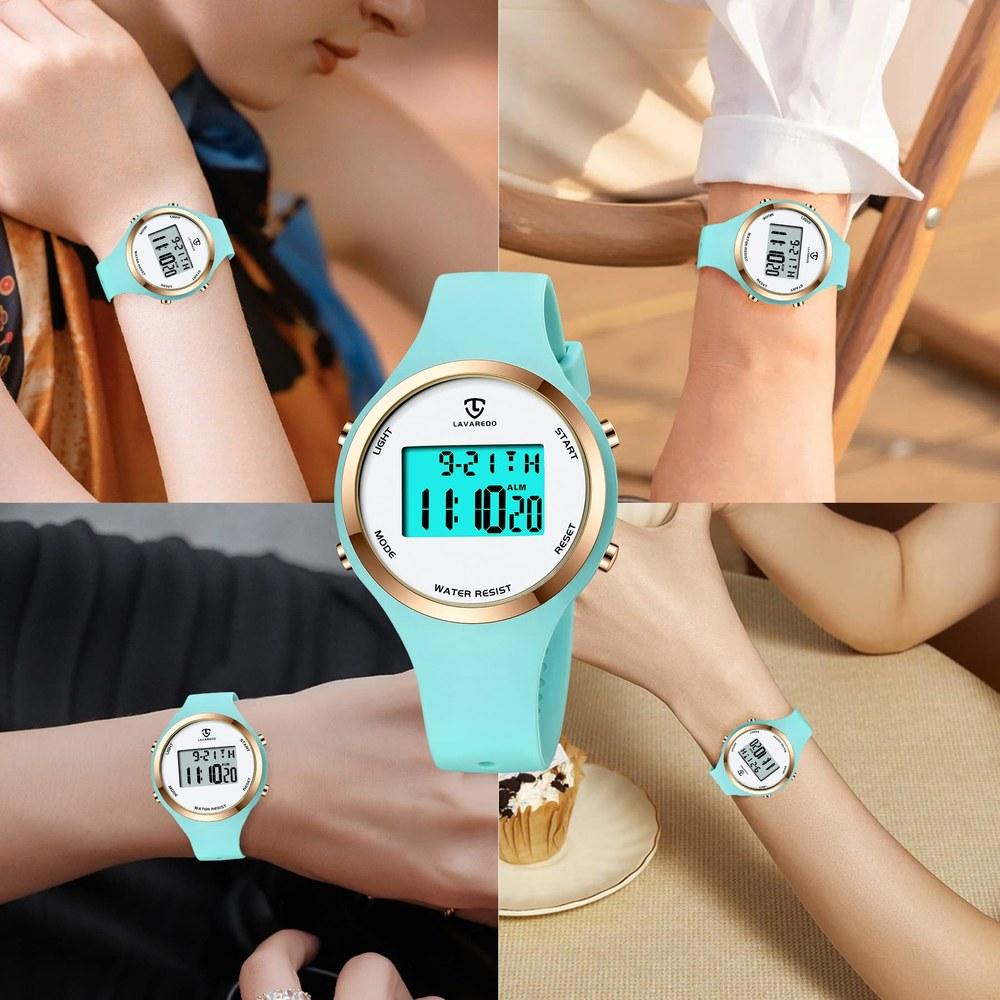 L LAVAREDO Digital Unisex Sports Watch Multi-functions Alarm Date Waterproof Outdoor Stylish Business Suitable for Women Men 20s 30s 40s Gift