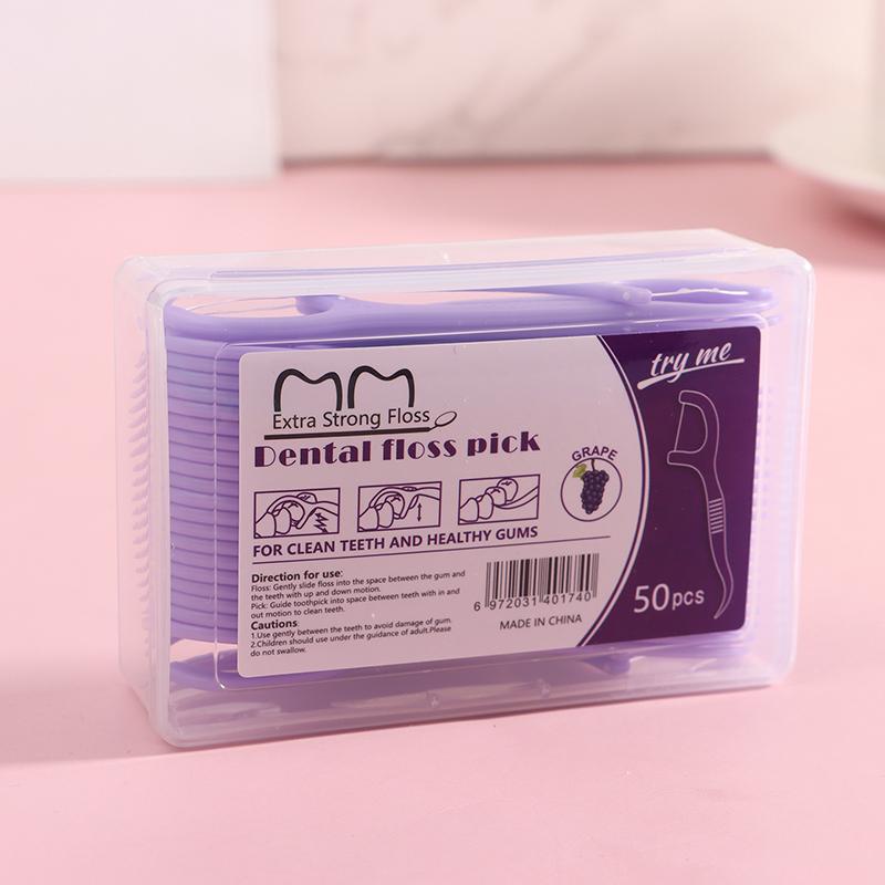 50Pcs Dental Floss Interdental Brush Teeth Tooth Clean Stick Oral Hygiene Fruit